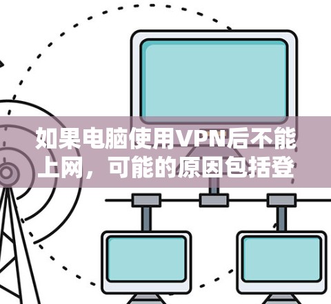 如果电脑使用VPN后不能上网，可能的原因包括登录失败、VPN服务器问题、恶意软件攻击、防火墙问题或时间限制等。以下是一步步的解决方案